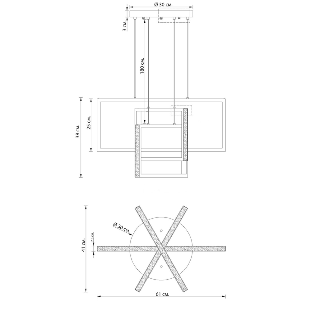 Люстра светодиодная прямоугольная LED Chandelier Rectangular в Омске