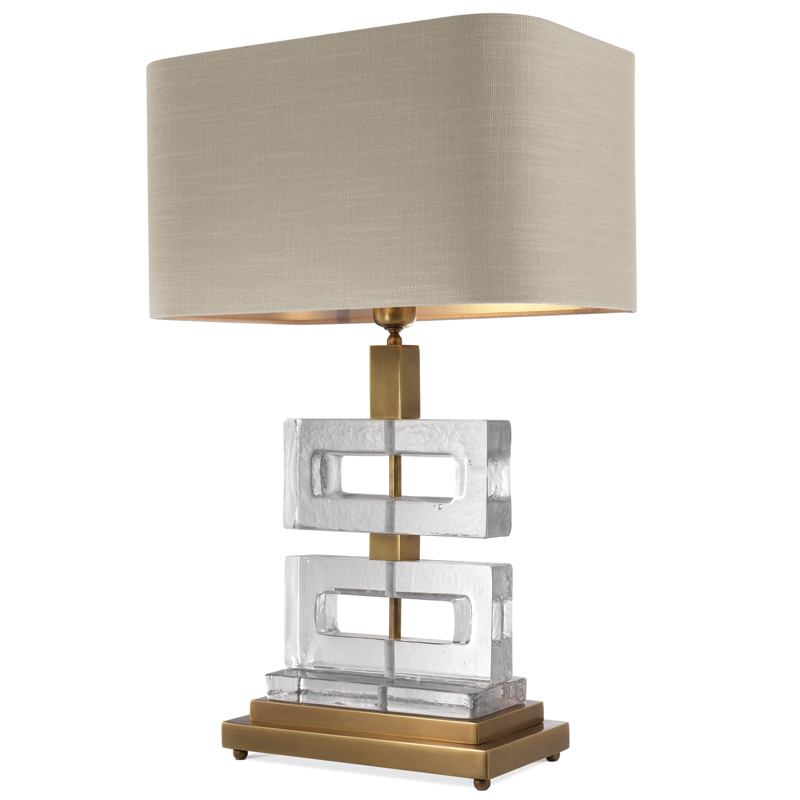 Настольная лампа Eichholtz Table Lamp Umbria Brass Прозрачный Винтажная латунь Бежево-серый в Омске | Loft Concept 