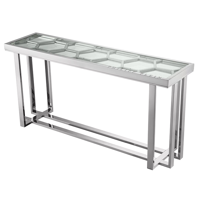 Консоль Philipp Plein Console Table Skeleton Chrome Хром Прозрачное Стекло в Омске | Loft Concept 