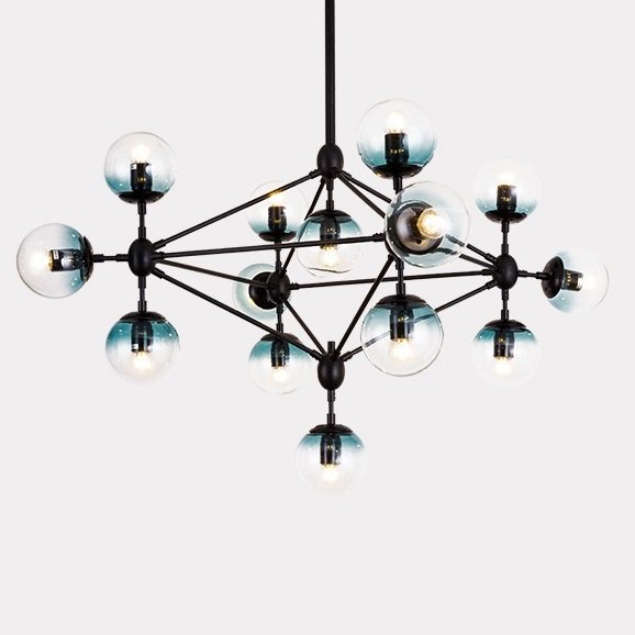 Люстра Modo Chandelier Globes Blue Ambre Black Черный в Омске | Loft Concept 