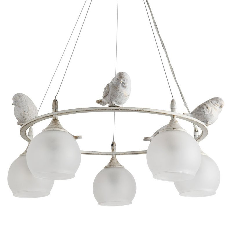 Люстра Provence Bird Chandelier white Белое матовое стекло Золотой Белый в Омске | Loft Concept 