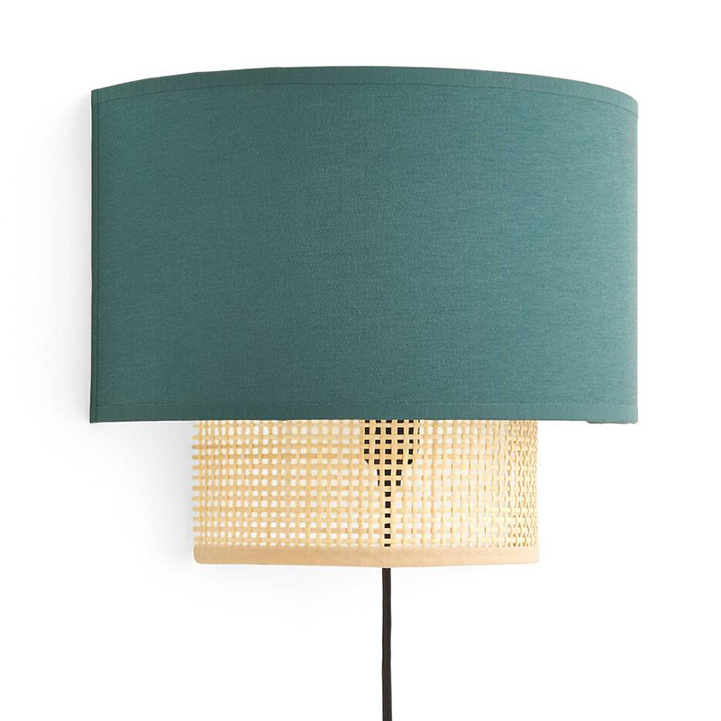 Бра Ottar Wicker Turquoise lampshade Бежевый Бирюзовый в Омске | Loft Concept 