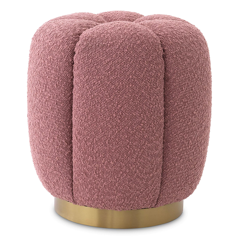 Пуф Eichholtz Stool Orchanic Boucle Rose Дымчатая Роза Латунь в Омске | Loft Concept 