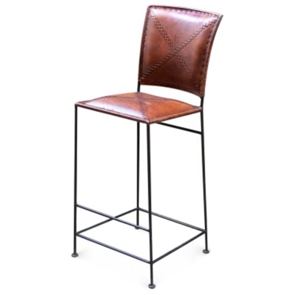 Барный стул Loft Bar stool leather brown Коричневый винтаж Черный в Омске | Loft Concept 