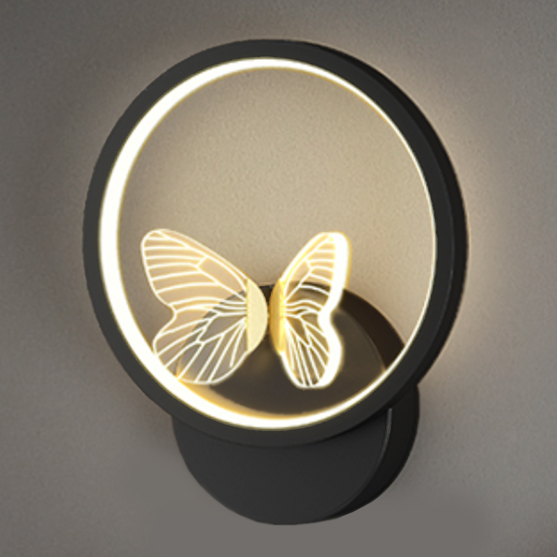 Бра Butterfly Black Circle Wall Lamp Прозрачный Черный в Омске | Loft Concept 