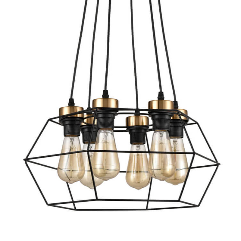 Люстра Loft Wire Cage Black lamp 6 Черный в Омске | Loft Concept 