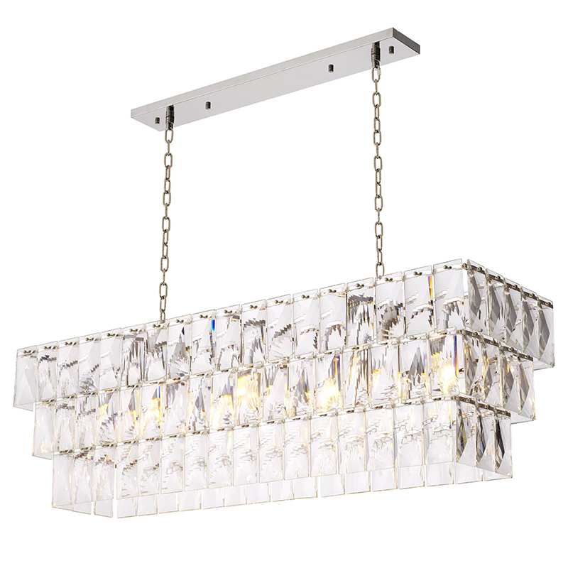 Люстра Eichholtz Chandelier Amazone Rectangular Silver Серебряный Прозрачное Стекло в Омске | Loft Concept 