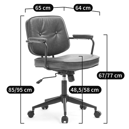 Офисное кресло в винтажном стиле на колёсах Glenn Dark Grey Chair в Омске