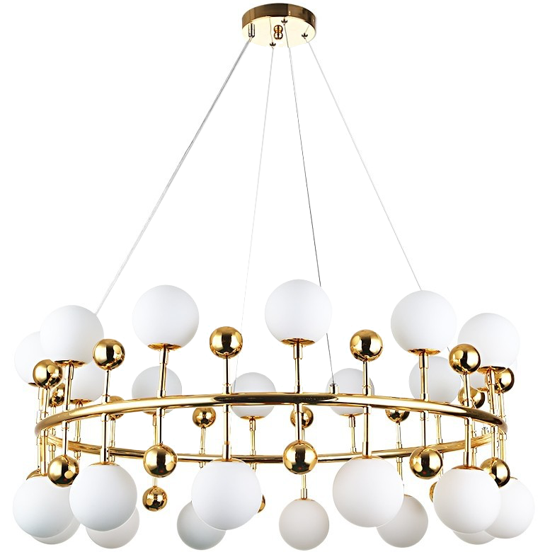 Люстра Milk Bubble Ring Chandelier Глянцевое золото Белый в Омске | Loft Concept 