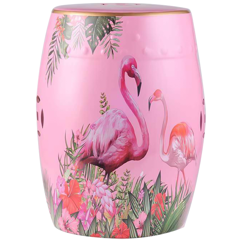 Керамический табурет Flamingo Tropical Animal Ceramic Stool Pink Розовый Зеленый в Омске | Loft Concept 