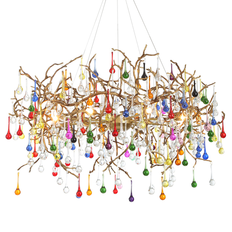 Люстра Droplet Chandelier Multicolor матовое золото Мульти в Омске | Loft Concept 