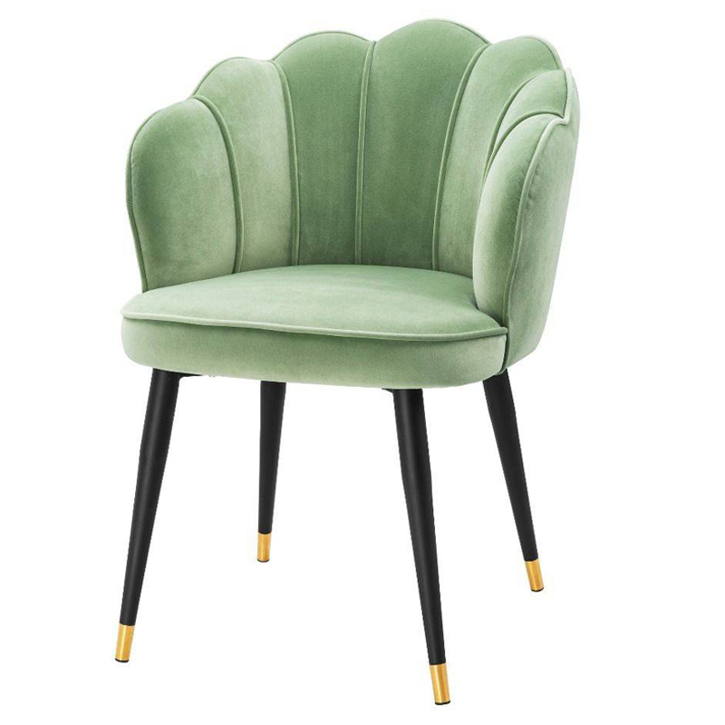 Стул Eichholtz Dining Chair Bristol pistache green Зеленый шалфей Черный Латунь в Омске | Loft Concept 