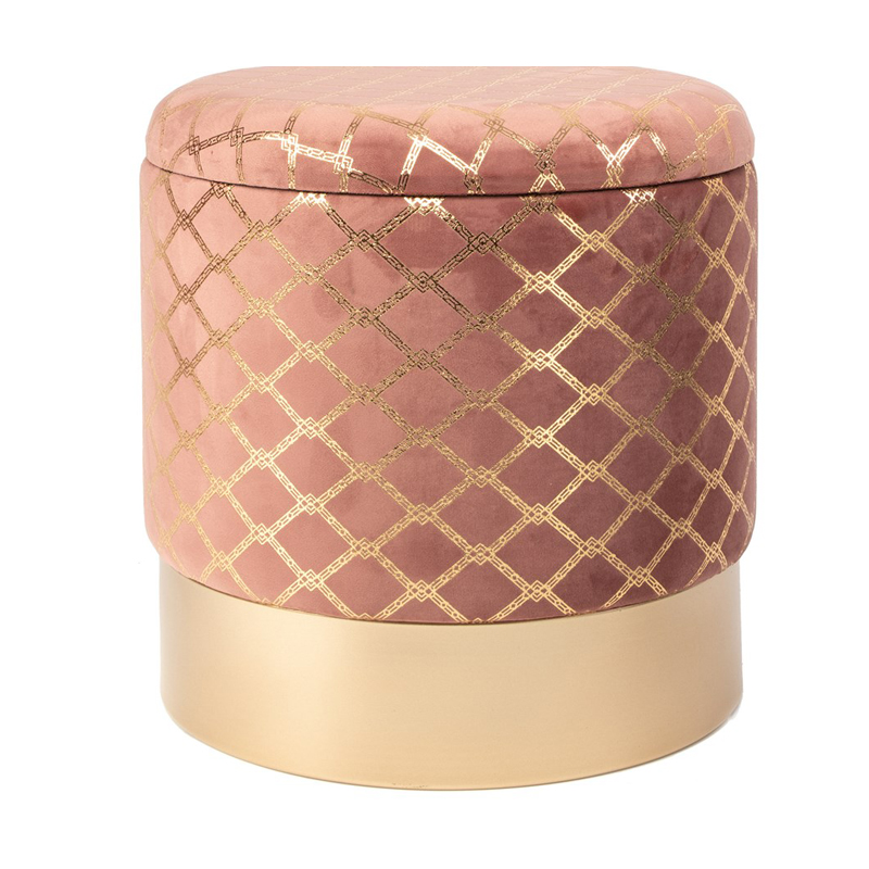 Пуф PUF Upholstery Gold Mesh розовый Розовый (Rose) Золотой в Омске | Loft Concept 