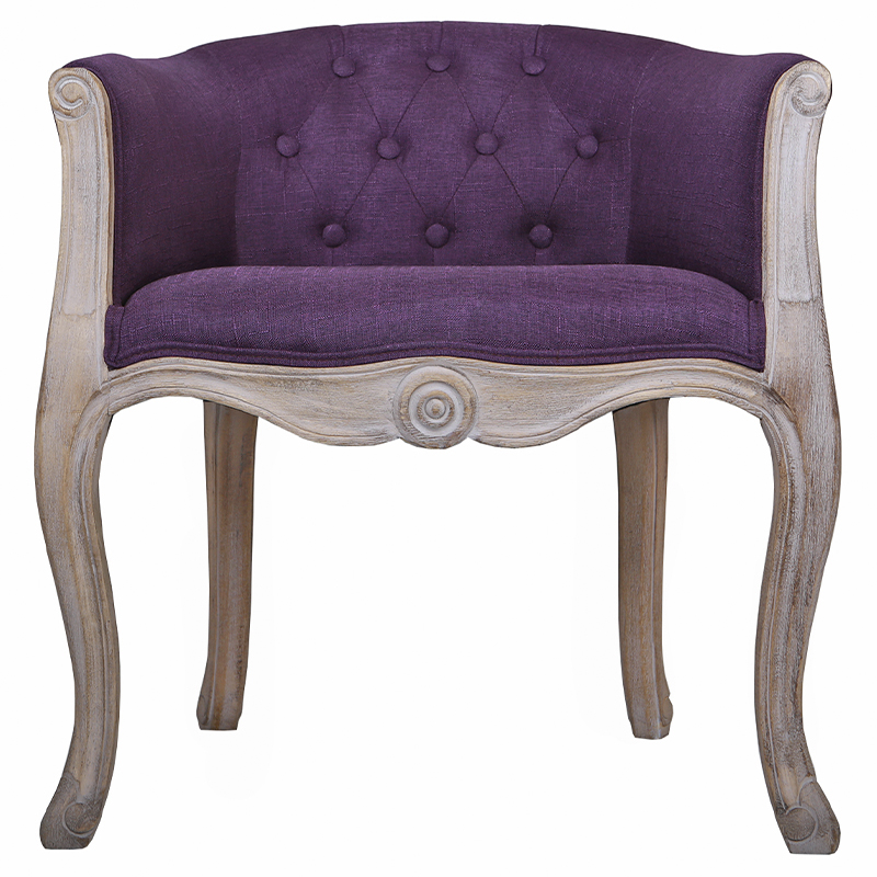 Кресло низкое в стиле прованс Louis French Armchair purple flax Фиолетовый Бежево-серый в Омске | Loft Concept 