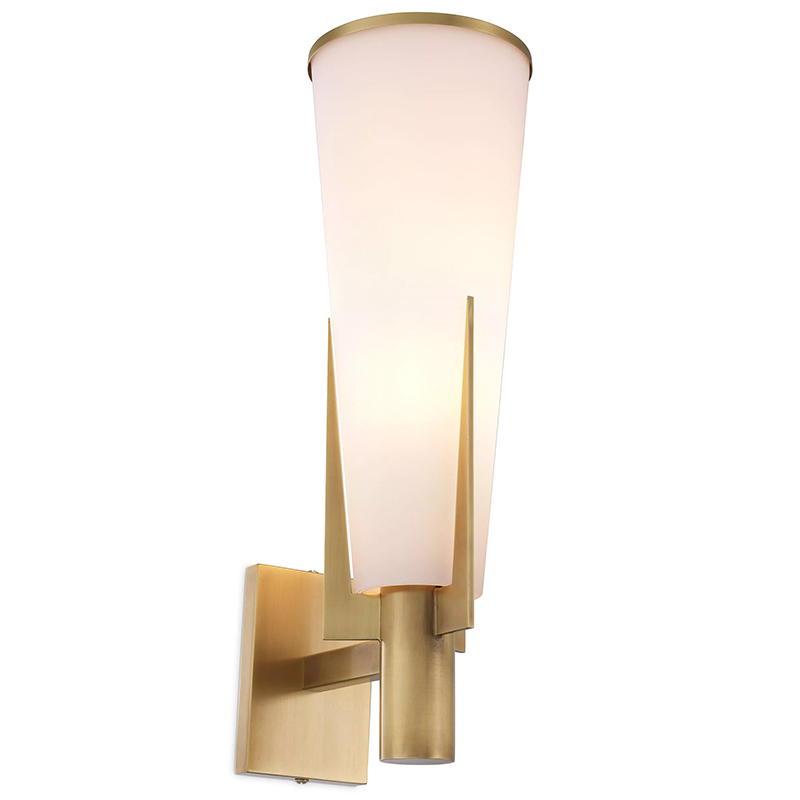 Бра Eichholtz Wall Lamp Dino Brass Латунь Белое матовое стекло в Омске | Loft Concept 