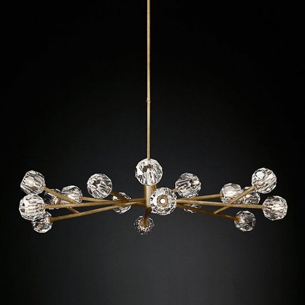 Люстра RH Boule De Cristal Round Chandelier 48 Латунь Черный в Омске | Loft Concept 