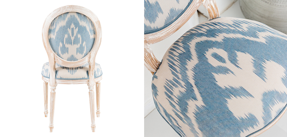 Мягкий стул со светло-голубым узором Ikat Pattern - фото №1