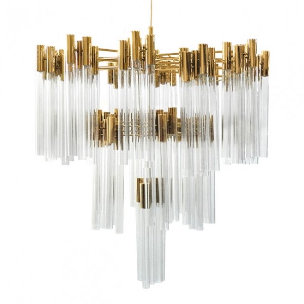 Люстра Contemporary chandelier crystal brass Глянцевое золото Прозрачное Стекло в Омске | Loft Concept 