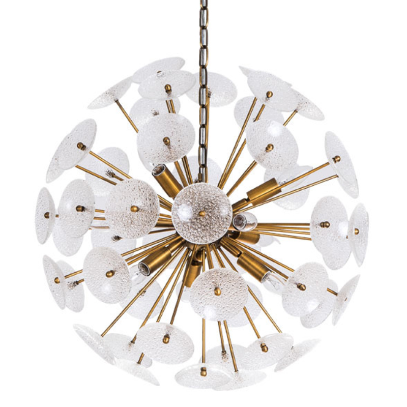 Люстра Sputnik Textured Glass White Chandelier Золотой Белый в Омске | Loft Concept 