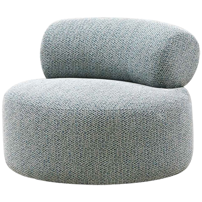 Дизайнерское круглое мягкое кресло в голубой пестрой обивке Roux Round Armchair Голубой Дизайнерское круглое мягкое кресло в голубой пестрой обивке Roux Round Armchair Голубой в Омске | Loft Concept