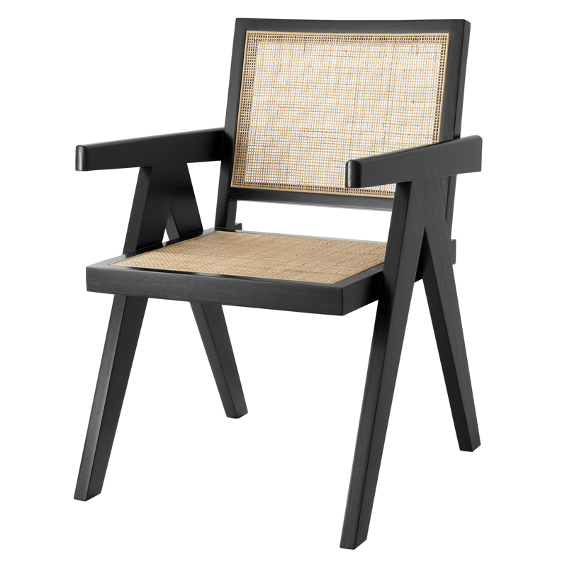 Стул Eichholtz Dining Chair Aristide black Черный Бежевый в Омске | Loft Concept 