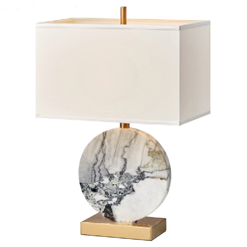 Настольная лампа Lua Grande Table Lamp gray marble Белый Серый Латунь в Омске | Loft Concept 