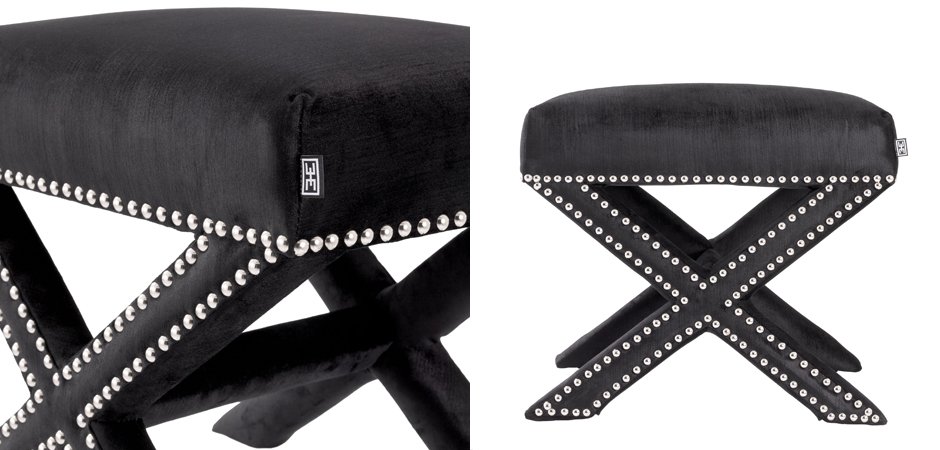 Оттоманка Eichholtz Stool Perugia Black Оттоманка Eichholtz Stool Perugia Black - Loft-Concept в Омске
