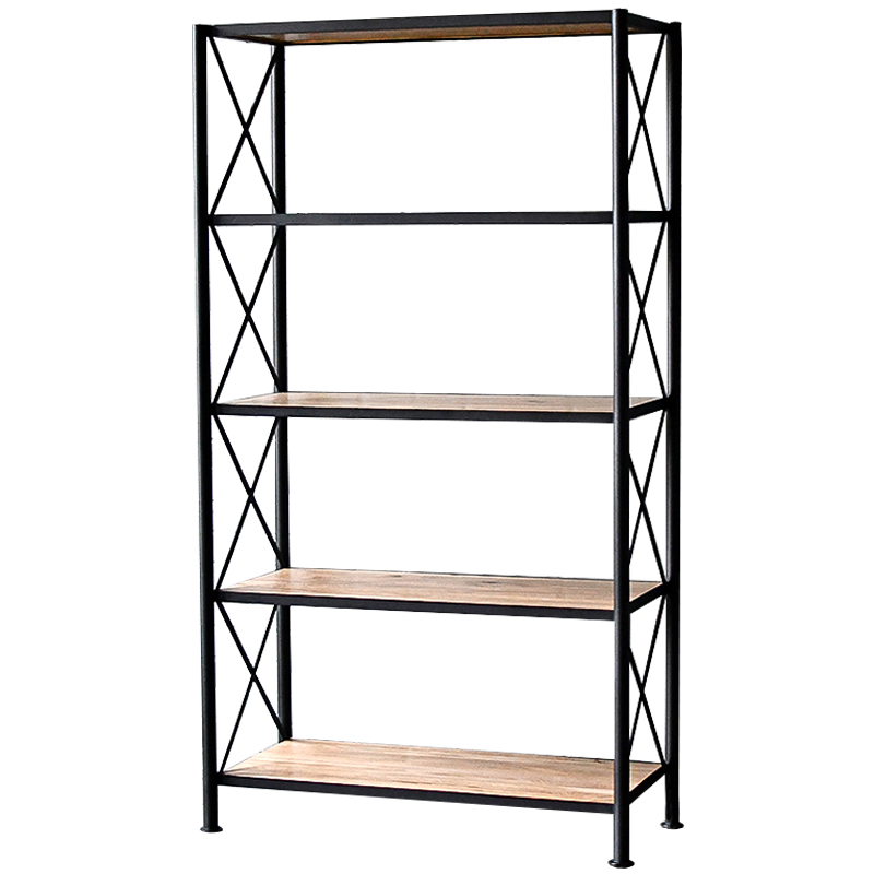 Стеллаж Buckley Industrial Metal Rust Rack Черный Древесина в Омске | Loft Concept 