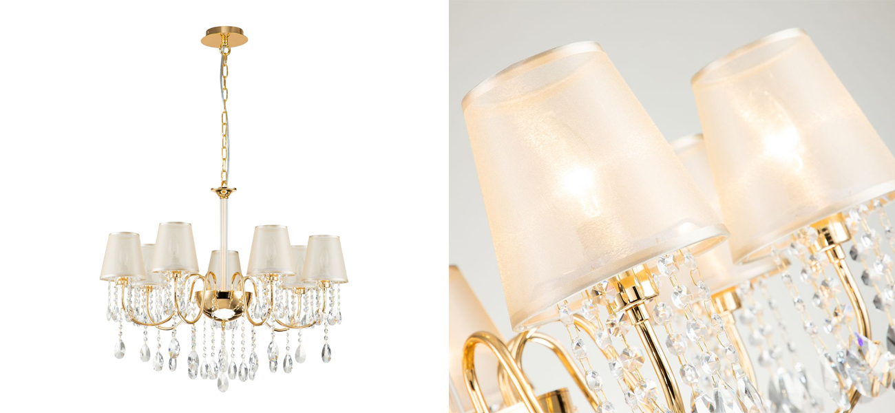 Люстра золотого цвета с хрустальным декором Dainty Light - фото