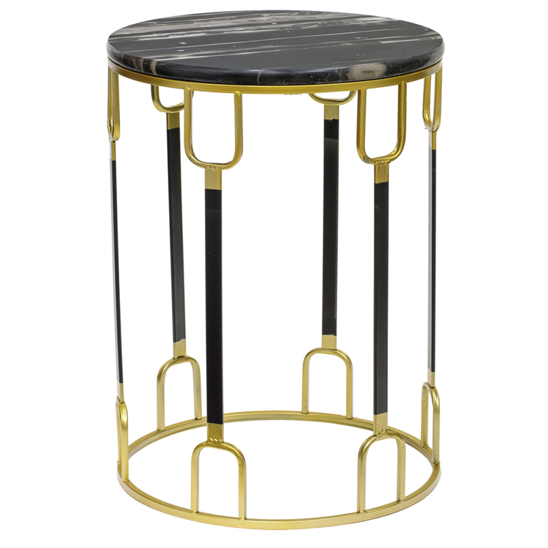 Приставной стол Dorius Side Table black marble high Латунь Черный Черный Мрамор Nero в Омске | Loft Concept 