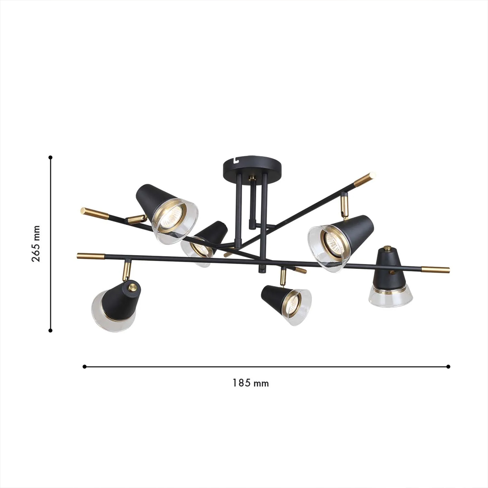 Потолочный светильник с конусообразными плафонами с контрастным сочетанием бронзы и глубоким черным цветом Aurika в Омске