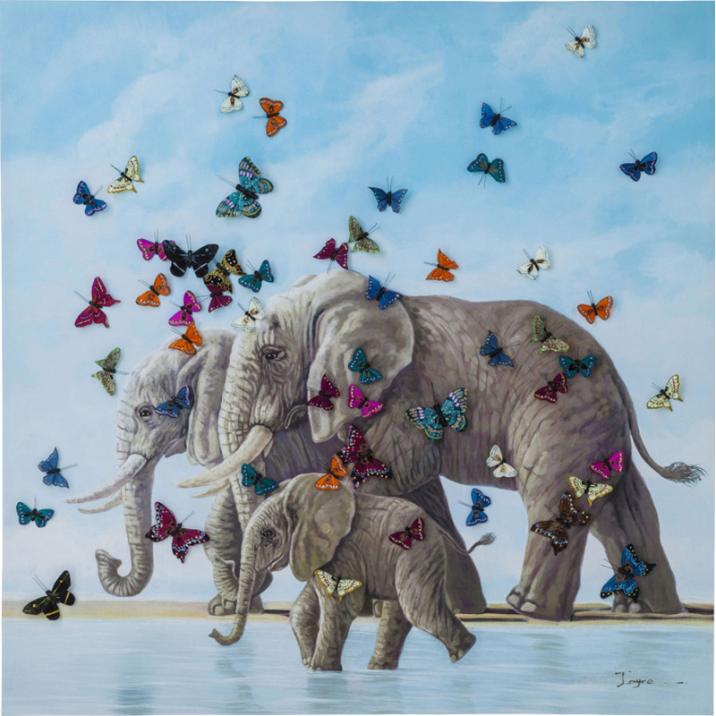 Картина Elephants with Butterflies painting  Мульти в Омске | Loft Concept 