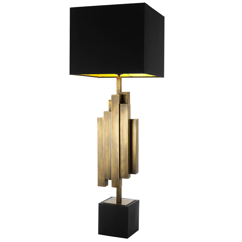 Настольная лампа Eichholtz Table Lamp Beau Rivage Черный Винтажная латунь в Омске | Loft Concept 