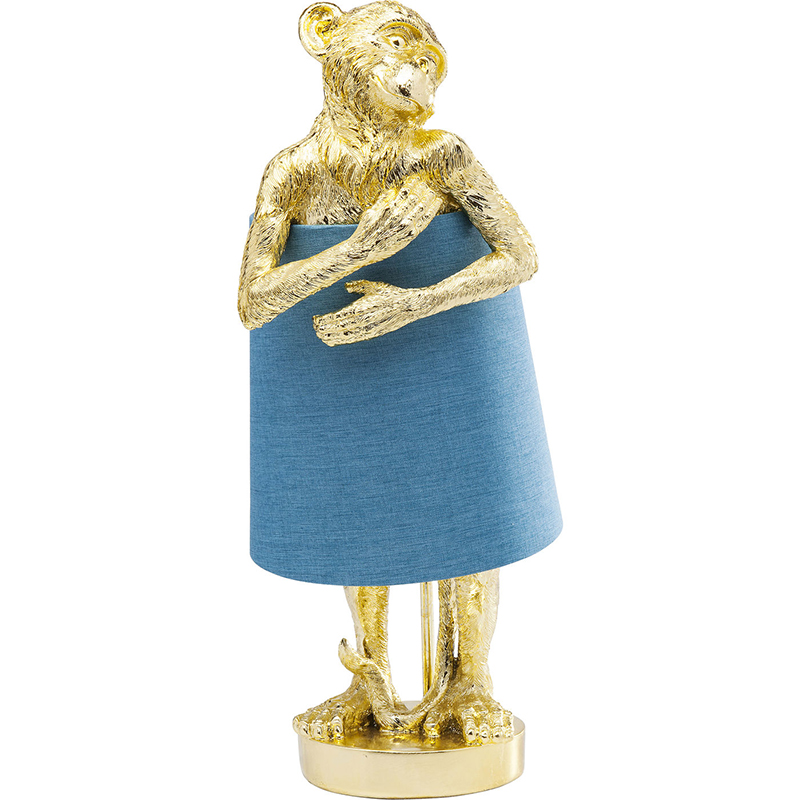 Настольная лампа Golden Monkey Hugging Lampshade Золотой Светло-синий в Омске | Loft Concept 