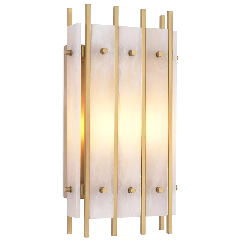 Бра Eichholtz Wall Lamp Sparks S Alabaster Латунь Бежевый Белый Мрамор Bianco в Омске | Loft Concept 