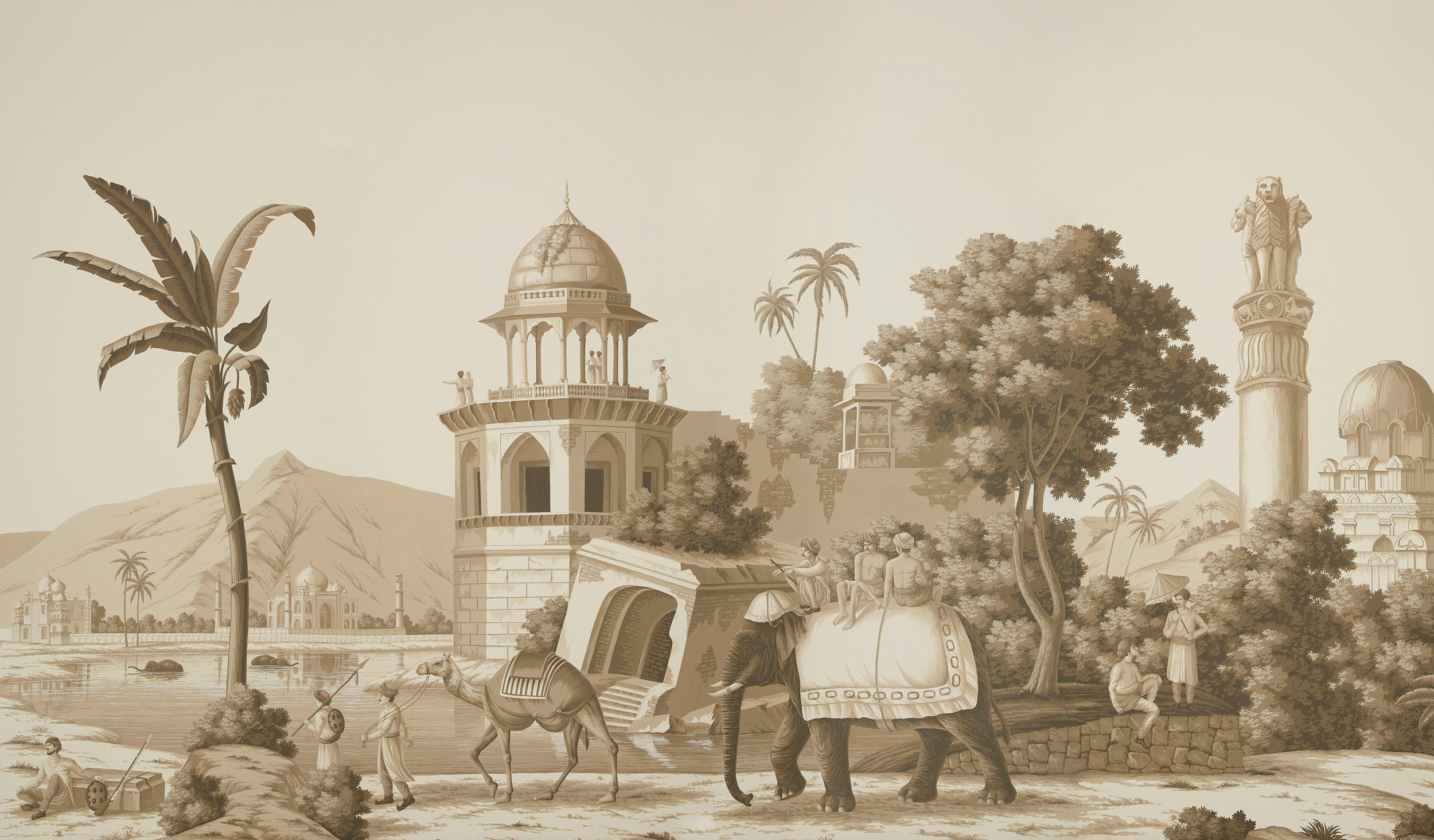 Обои ручная роспись Early Views of India Sepia on scenic paper Обои ручная роспись Early Views of India Sepia on scenic paper - постер Loft-Concept в Омске