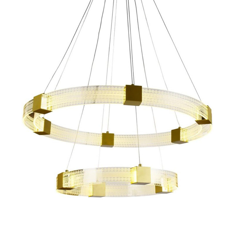 Люстра Два Кольца Ring Horizontal Ornament Meander 2 Прозрачный Золотой в Омске | Loft Concept 