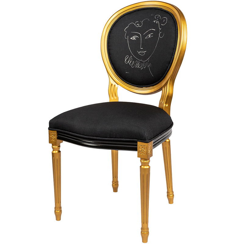 Стул White Silhouette Marquise Stool Черный Золотой Стул White Silhouette Marquise Stool Черный Золотой в Омске | Loft Concept