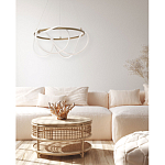 Люстра подвесная круглая золотого цвета с белыми изогнутыми световыми линиями Luke Lampco Tracer Lamp варинант исполнения - 13 | Loft Concept в Омске