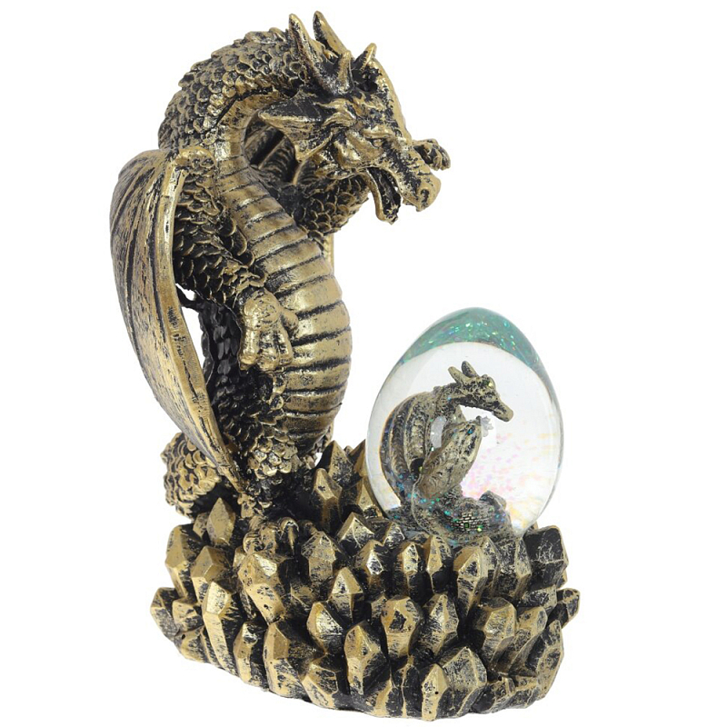 Декоративная статуэтка Дракон и стеклянное яйцо Dragon and Glass Egg Gold Black Золотой Черный Прозрачное Стекло в Омске | Loft Concept 