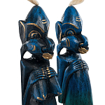 Комплект из 2-х деревянных статуэток Asmat Straw Headdress Statuettes Blue варинант исполнения - 9 | Loft Concept в Омске