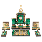 Настольный письменный набор из малахита и долерита с декором в виде герба России Leader Organizer варинант исполнения - 1 | Loft Concept в Омске