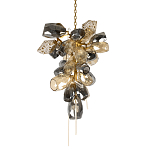 Люстра подвесная вытянутой формы с плафонами из стекла и металла с двумя вертикальными подвесками Gilded Mirage  варинант исполнения - 1 | Loft Concept в Омске