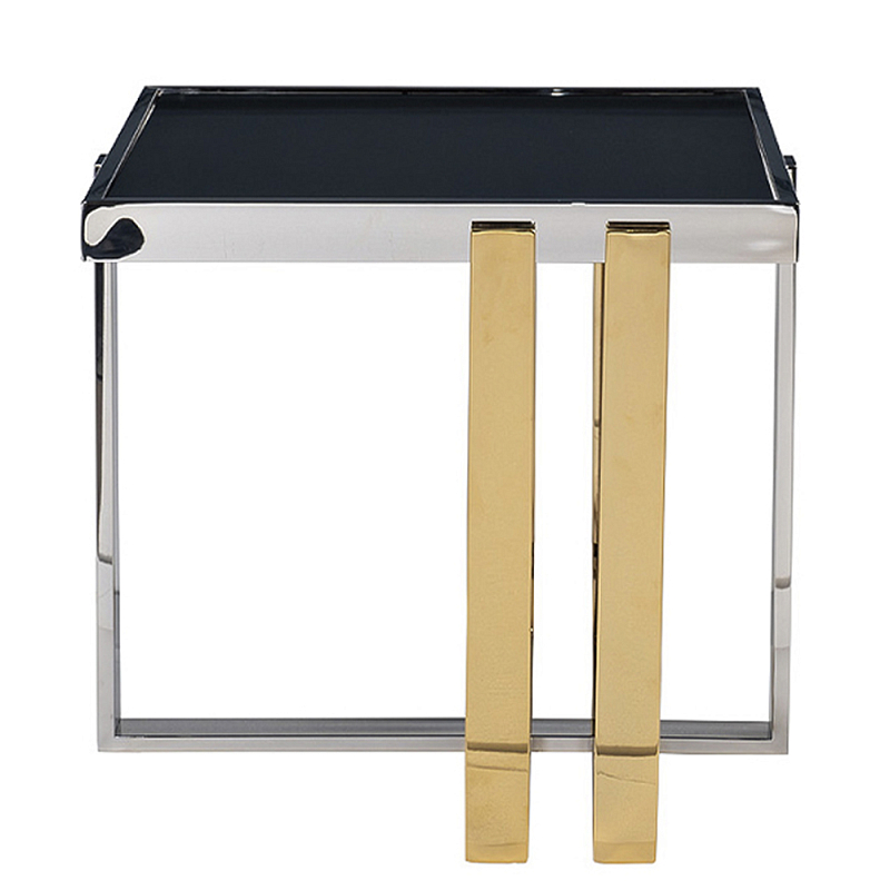 Столик журнальный квадратный с основанием в оттенках хром и золото Harmony Color and Shapes Золотой Хром Черный в Омске | Loft Concept 
