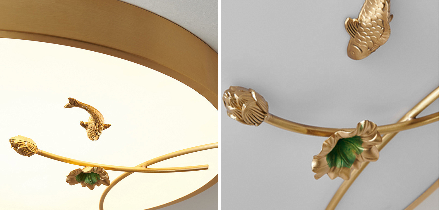 Круглый потолочный светильник Gold Fish Round Ceiling Lamp Золотой Круглый потолочный светильник Gold Fish Round Ceiling Lamp Золотой - Loft-Concept в Омске