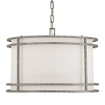 Подвесной светильник в виде барабана с тканевым абажуром и металлическим каркасом Warm Glow варинант исполнения - 3 | Loft Concept в Омске