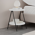 Стол приставной с 2-мя круглыми белыми столешницами ESSEL SIDE TABLE WHITE варинант исполнения - 7 | Loft Concept в Омске