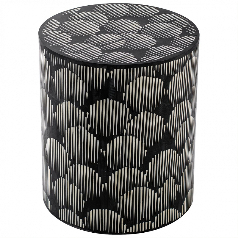 Табурет Black&white Indian Bone Inlay stool Черно-белый в Омске | Loft Concept 