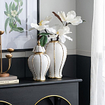 Ваза с золотыми полосами на белом фоне Chinoiserie Ceramics варинант исполнения - 1 | Loft Concept в Омске