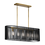 Люстра подвесная овальной формы с металлическим решетчатым абажуром матово-черного цвета и 5 лампами Kichler варинант исполнения - 2 | Loft Concept в Омске